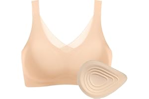 ONEFENG Mastektomie BH Mit Taschen, Frauen Post Operation Prothesen BH mit Foam Breast Brustform