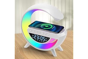 Anna Flowers Lampada wireless Notturna 5 in 1 con Ricarica Rapida da 15W Altoparlante Bluetooth con Ricarica Wireless Radio FM e Sveglia per Luci decorative da comodino per l'home Office