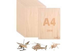HUIFOO Linde Sperrholz 3mm, 10er Pack A4 30 x 21 cm - Laserbearbeitung für DIY Holzarbeiten, Modellbau, Deko & Gemälde
