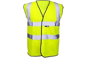 Stormway High Visibility Vest - Reflective Safety Waistcoat, Hi Viz Work & Utility Jacket, Neon Security Clothing for Running, Hi-Vis PPE, Fluorescent Construction and Outdoor Wear