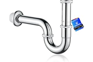 Ibergrif Siphon Waschbecken Edelstahl 1 1/4″ × 32 mm - Universal Syphon Ablaufgarnitur, Röhrensiphon mit Geruchsverschluss & Anti-Verstopfung, Werkzeuglose Montage, M20506