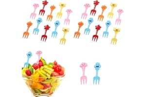 NAZEAUF Mini Cartoon Food Picks with Animal Decor - Plastic Fruit Fork for Kids - Cute Cake Dessert Platter Toothpicks