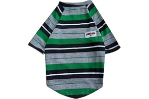 FETCHER Green Black Striped with Sleeves Premium Dog, Puppy, Kitten and Cat Warm T-Shirt Sweater for Small Breeds (18" Large)