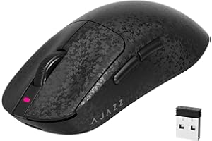 AJAZZ AJ199 Ratón Gaming de Fibra de Carbono, Wireless 2.4G/BT/USB-C Trimodo, Ultraligero 55g, Sensor óptico PixArt PAW3311 con 24000 dpi y Sondeo de 1000, Mice Gamer Oficina, PC/Mac - Negro