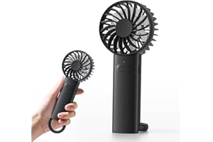 Jonwall Hand Held Fan, Portable Handheld Fan USB Rechargeable Fans with 3 Speeds, Battery Operated Mini Personal Electric Powered Desk Fan, Quiet Desktop Fans for Home Office Outdoor Travel (Black)