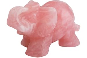 mookaitedecor Natural Rose Quartz Elephant Ornament Figurine,Healing Crystal Energy Gemstone Reiki Statue Home Decor,1.5 Inches