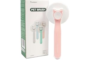 GLÜCKPET Cepillo para Gatos con Forma de Orejas, Rosa, Quitapelos, Autolimpiable