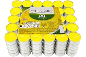 ARTIC NORTH COMPANY Pack De 100 Velas Natural con Perfume Citronela, Antimosquitos, 3,8cm Ø Duración 4.5h Aproximadamente, Interior-Exterior