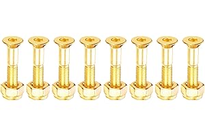 PATIKIL Kit de Quincaillerie pour Skateboard 1-1/8", 8 Pièces en Acier au Carbone de Qualité 8.8 Ensemble de Vis et Écrous de Montage pour Skateboard Cruiser, Doré