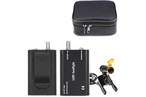 MIKE-DENTAL Mike Dental 5W Portable LED Dental Headlight Clip On LED Light Plastic Clip Headlamp with Filter for Binocular Loupes+ Latest Type Plastic Carry On Battery (Black)