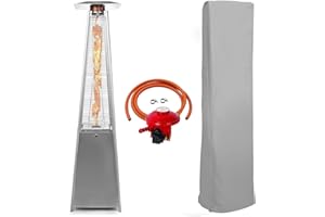 BU-KO Riscaldamento a gas per esterni | Feste in giardino, campeggio, barbecue | Piramide bruciatore a propano 13kw in acciaio inossidabile | Protezione antigelo per riscaldamento e gpl inclusa