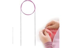 Guclud 3.25mm Circular Knitting Needles 100cm, Metal Circular Needles with Flexible Cable, Stainless Steel Round Knitting Needles for Beginners, Knitting Pins for Blanket, Scarf, Hats