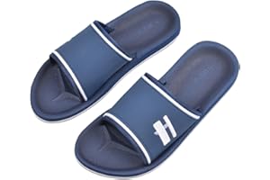 Harssidanzar Slide Sandals For Mens,Open Toe Sandals with Soft Lightweight Arch Support Footbed KM231UK