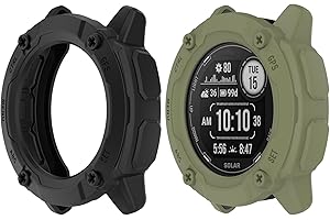 HUAYUWA 2-pak miękkie etui z TPU (czarne + zielone) kompatybilne z Garmin Instinct 2 x etui ochronne do smartwatcha solarnego 50 mm przeznaczone do zegarka Instinct 2 x akcesoria do zegarka solarnego