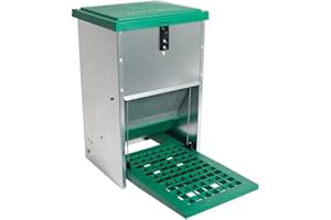 Borotto Mangiatoia per Galline Automatica a Pedale da 5-8-12-20 Kg, Antispreco e Antiroditori, Ultra Resistente Realizzata con Acciaio Premium, Distributore Mangime da Esterno e Interno (12 Kg)