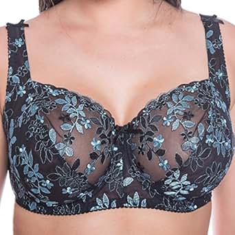 Ladies Black Turquoise Embroidered Large Bosom Lace