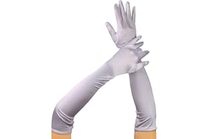 Beelittle 1920s Long Evening Opera Gloves Stretch Satin Elbow Gloves Bridal Wedding Prom Party 1920 Style Gloves for Women