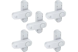 BASI | Fenstersicherung 5er Set | Weiß Braun | Zusatzsicherung für einflügelige Fenster Fenstertüren | verriegelbar mit Druckknopf | Schwenkriegel | Einbruchschutz | Farbe Weiß | 5 Stück