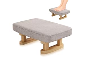Duscdesp Foot Stool,Ottoman Footstool with Stable Wooden Legs,Ottoman Footrest,Pouffe Footstool with Removable Padded Seat,Footstools for Living Room,Entryway,Bedroom,Office(Shallow Gray)