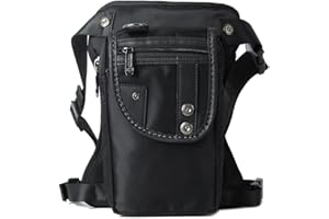 Xieben Nylon Drop Leg Sac pour Hommes Femmes Taille Fanny Packs Moto Vélo Randonnée Vélo Pêche en Plein Air Steampunk Tactique Randonnée Noir