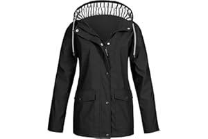 MOKBAY Veste Femme de Pluie Imperméable Mi Saison Outdoor Manteau Capuche Manches Longues Automne Hiver Blousons Femme Randonnée Anti-Pluie