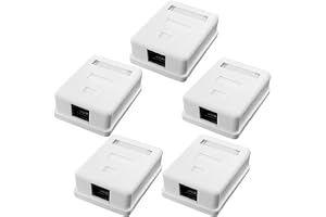 5 x CAT 6A ytmonterad nätverksuttag 1 port, RJ45-uttag skärmad montering 10 Gbit/s Ethernet nätverk LAN uttag nätverkskabel i