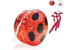 Iluane Ladybug Yoyo Lady Bug Box Jouet Costume Fille, Jojo Enfants Ladybug Boucles D'Oreilles, Yoyo Masque Flash, FêTe, Une Paire De Ladybug Clip Boucles D'Oreilles Et Une Paire De Bandeau Rouge
