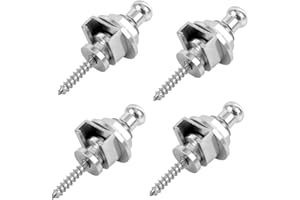 Gasea 4pcs Guitar Strap Locks and Buttons Quick Release Security Straplocks for Electric Acoustic Guitar Replacement - Silver