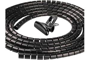 D.A.Y. REPUBLIC Cable Tidy Sleeves, Cable Management Wire, Flexible Spiral Cable Cover Protector Organiser for PC TV Computer Printer Cables etc for Home and Office, ∅13mm 5.6ft 67'' (1.7m Cable Tidy Kit, Black)