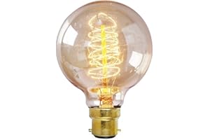 ONEPRE Vintage Edison Light Bulb G80 BC B22 Bayonet 60W Dimmable Retro Filament Light Bulb Spiral Globe Style Warm White