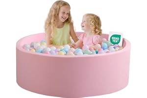 XH.EASY GO Ball Pit for Toddlers Baby Ball Pits Soft Memory Foam Ball Pits Round Kids Ball Pit Indoor Game Play Ball Pool 35.4''x11.8'' (Pink, NO Balls)