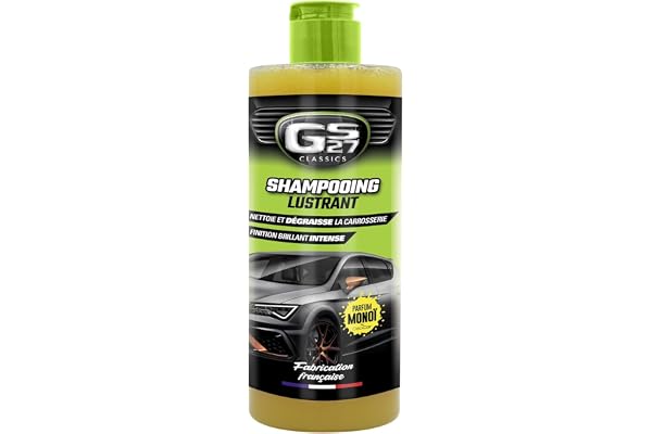GS27 - Shampooing Lustrant Parfum Monoi - Nettoie et Dégraisse la Carosserie - Finition Brillant Intense - Fabriqué en France - 500 ml