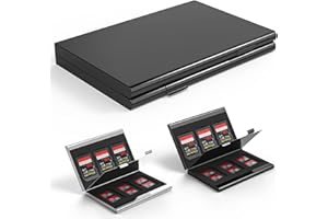 AYCLIF Étui pour Cartes mémoire en Aluminium résistant aux Chocs pour 12 Cartes Micro SD SDXC SDHC TF et 6 Cartes SD SDXC SDHC (Noir)