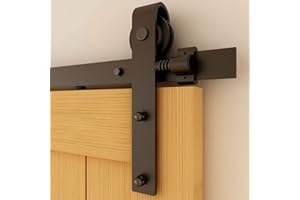 CCJH Juego de herrajes para puerta corredera de 167 cm (5,5 ft), sistema de riel para puerta corredera, riel colgante para puerta individual de madera