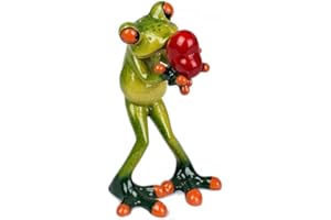 Figura decorativa de rana enamorada con corazón verde, 14 cm de alto, 7 cm de ancho, de Poly Formano