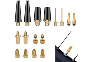 KMUQSHY 16 Pezzi Adattatore Valvola Bici, Adattatori Gonfiaggio Bici, Kit Pompa Bicicletta con Adattatori SV, DV, AV, Adattatore Valvola Presta per Pneumatici, Palloni, Materassi Gonfiabili, Cuscini d'Aria