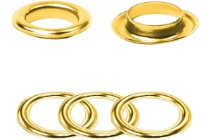 Trimming Shop Lot de 10 anneaux à œillets de 30 mm avec rondelles, œillets pour bâche, artisanat en cuir, réparation, rideaux ronds pour bricolage, maintien de toile, bannières en vinyle, doré