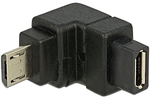 Delock Adapter USB 2.0 Micro-B Stecker > USB 2.0 Micro-B Buchse gewinkelt unten, 65668