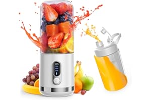 KENVOR Tragbarer Mixer,Mini Standmixer/Blender,Smoothie Maker,Kleine Mixer mit 6 Edelstahlklingen und Batterieanzeige, USB-Aufladung Milchshake Mixer,500ml, Weiß