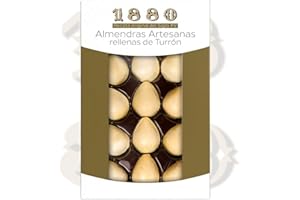 1880 - Almendras Artesanas Rellenas de Turrón de Crema a la Piedra Cubierta com Una Fina Capa de Oblea, Textura Crujiente, Bocados de Calidad Suprema, 165 g, 15 Unidades