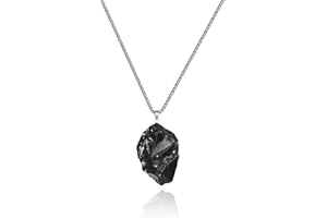 Vehadi Wellness Colgante de piedra shungite, collar negro de cristal curativo, equilibrio de chakras, collar con colgante
