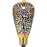 LightingDesigner Edison klassisk 3D-glödlampa fyrverkerier LED-ljuskälla AC85-240V E27 dekorativ glödlampa (silver, ST64)