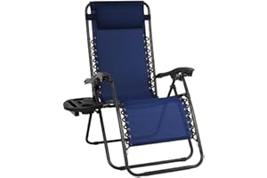 EIGFOH Tumbonas Plegables,Tumbonas Jardin Exterior Silla de Playa con Portavasos y Reposacabezas,Silla de Playa Ajustable para Jardín,Playa,Piscina,Terraza,Carga de 150 KG (Azul 1 Tumbonas)
