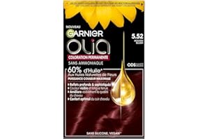 Garnier - Olia - Coloration Permanente - Sans Ammoniaque - 60% d'Huiles Naturelles de Fleurs - Préserve la Qualité des Cheveux - Cheveux Doux et Brillants - Acajou Blush (5.52) - 120g