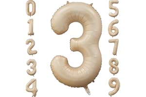 OUSUGA Globo con Número de Albaricoque Retro de 40 Pulgadas 3, Número de Lámina Grande 0-9 Globos de Cumpleaños Globos de Fiesta de Caramelo Para Decoración de Fiesta de Baby Shower de Aniversario