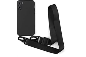 2NDSPRlNG Coque avec Collier Compatible avec Samsung Galaxy S22,Tour de Cou Lanière en Corde Pendentif Housse Silicone Souple Case,Noir