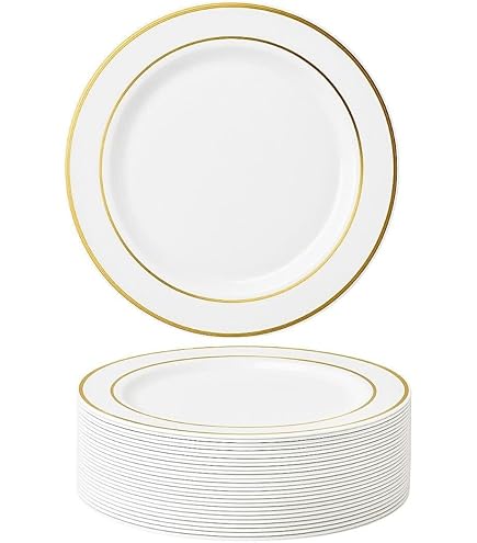 AKOLAFE 60 stuks witte plastic borden, herbruikbaar, 19 cm en 26