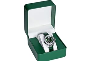 YekouMax Uhrenbox herren, Aufbewahrungsbox für smartwatch und armbanduhren, PU Leather Gift Box for Watch, Jewellery, Birthda, Boyfriend, Men and Women (1, Grün)