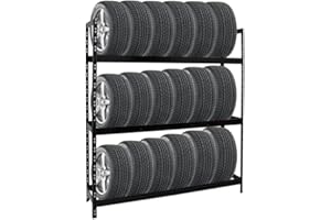 PROREGAL Étagère à pneus Tiger XL | HxLxP 200x180x45cm | Charge Max. 300kg | Jusqu'à 21 pneus | Noir | Porte-Pneu, Rack à pneus, rayonnage, Stockage, Rangement, Support, Atelier, Garage