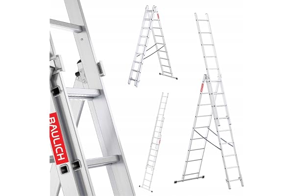 Baulich - Aluminiumstege 3-i-1, Anliggande, A-Stege, Fristående, 3x9, 12,5 kg